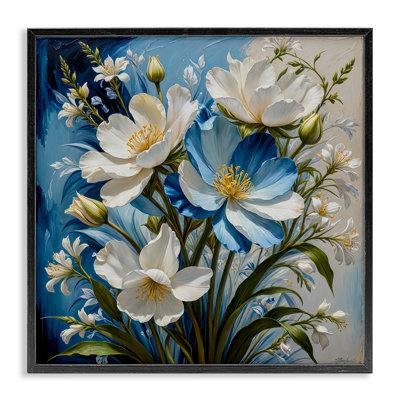 «Curling Petals Floral», art de la giclée sur cadre bleu par Yuri Khrushch