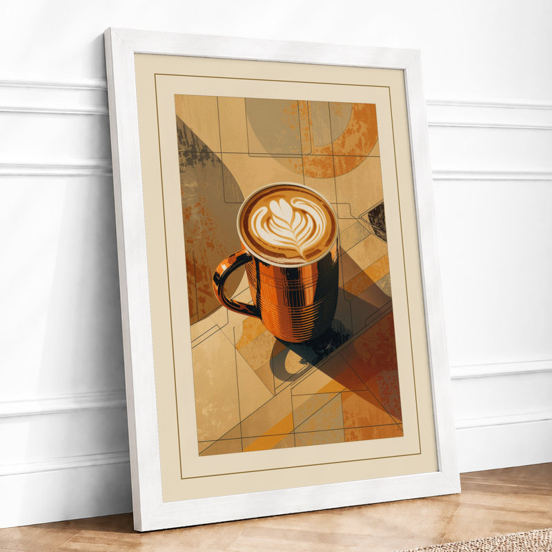 Coffee in Geometry Modern - Framed Print, A4 - 29.7 x 21.0 cm, White
