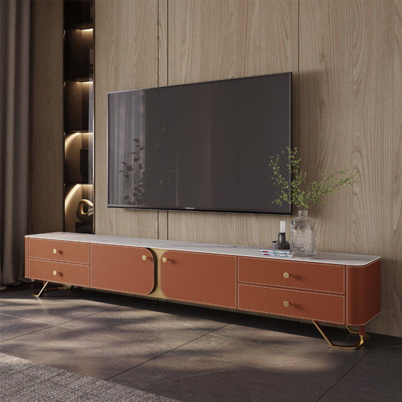 Meuble télé moderne et luxueux, Orange, 78.74"