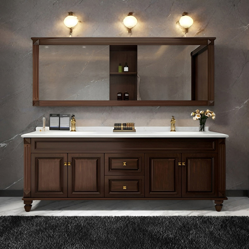 American solid wood bathroom cabinet, 31.49" H x 66.92" W x 21.65" D 