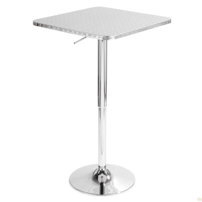 Ensemble de bar Squarecontemporary réglable en métal argenté et chromé avec PVC noir et repose-pieds ovale - 3 pièces