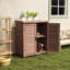 Banc de rempotage avec armoire de rangement et plateau de table en métal pour patio extérieur