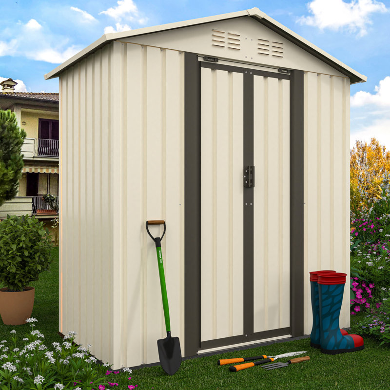 Outdoor Storage Shed With Aluminum Alloy Frame, Gray, 72.48" H x 62.22" W x 33.12" D