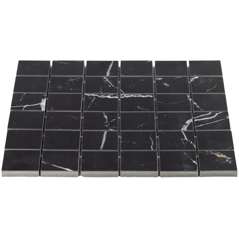 Carreau de mosaïque pour mur et plancher en porcelaine 2 po x 2 po Marmo, Noir