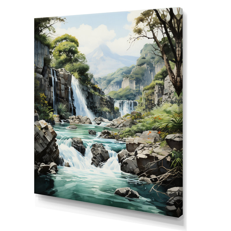 «Vietnam Waterfall Wonder II», reproduction sur toile, H 44 po x l 34 po, Toile tendue