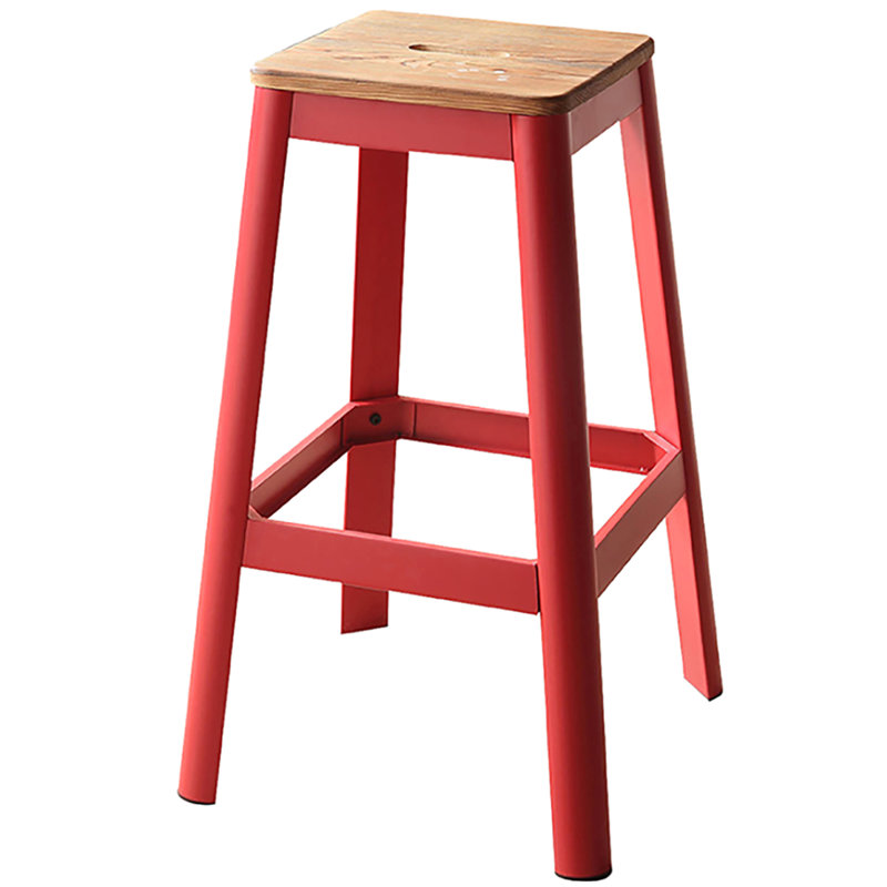Armless Bar Stool With Crossbar Support