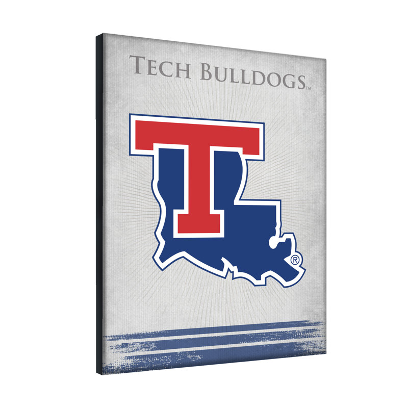 Impression sur toile tendue NCAA, H 15 po x l 20 po x P 1 po, Bulldogs de Louisiana Tech