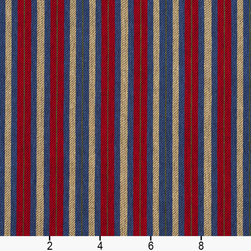 Tissu texturé rayé, Rouge / Bleu