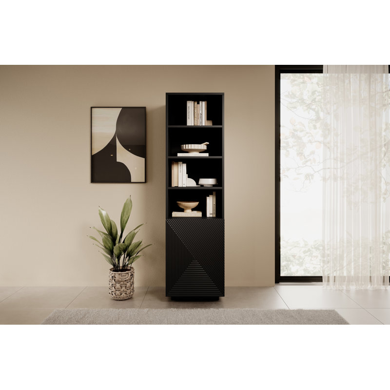 Ayliah 180cm H x 50cm W Standard Bookcase, Black