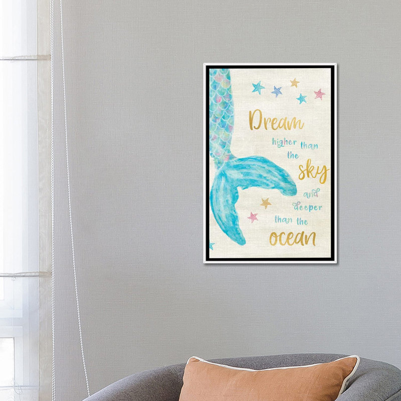 Art de rêve sirène, H 26 po x l 18 po x P 1,5 po, Toile blanche encadrée