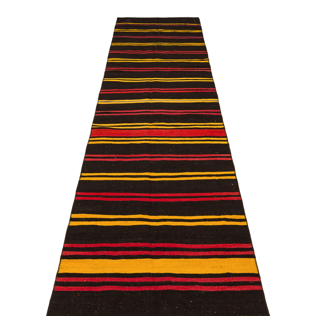 Girit Brown Striped Wool Handmade Area Rug