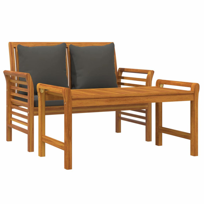 VidaXL 2-Piece Garden Lounge Set with Dark Grey Cushions, Solid Wood