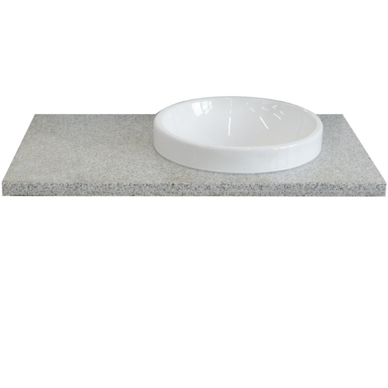 Gray Granite 37" Vanity Top with White Ceramic Sink