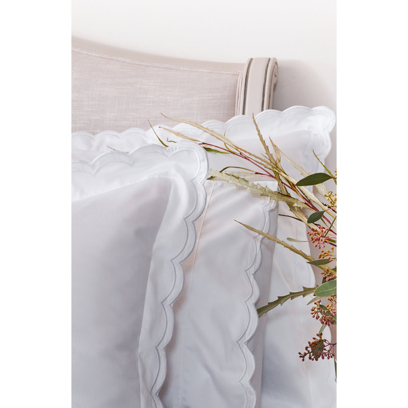 Scallop Edge Luxury Pillowcase Pair, Standard Pillowcase, White