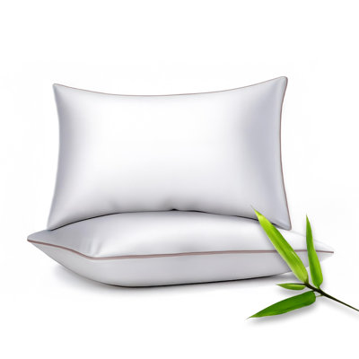 100% Viscose from Bamboo Trimmed Pillowcases Only, 300 Thread Count, Hidden Zipper, Cooling Breathable, Bedding Pillow Covers for Hot Sleepers - Gift-Ready Packaging, PACK OF 2 (Gray Mist)