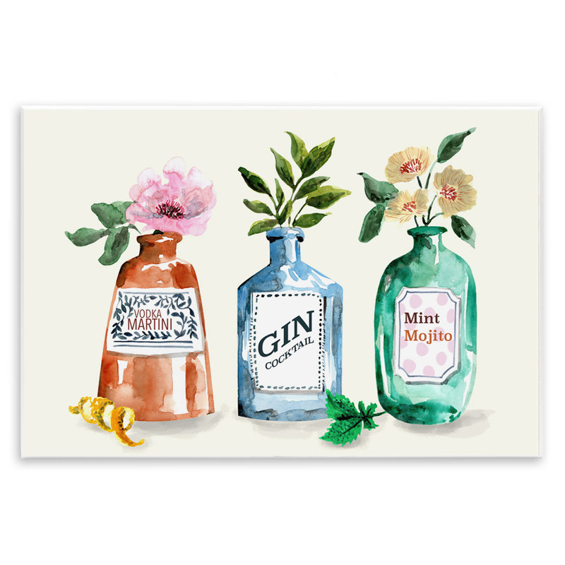  Art floral sur plaque de bouteilles d'alcool par Kate Eldridge, H 10 po x l 15 po