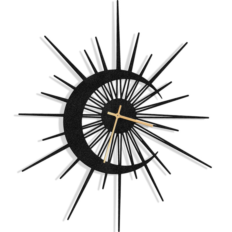 Metal Wall Clock, 36" W x 36" H, Black