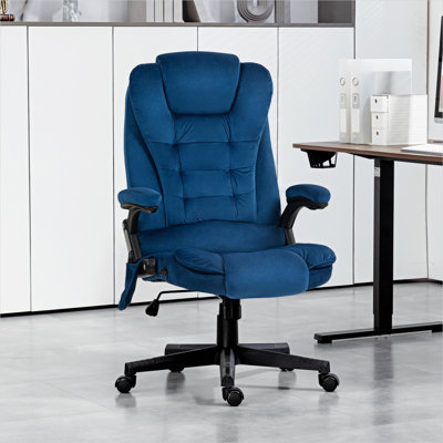 Chaises de bureau en polyester bleu et mousse avec télécommande, structure en métal et revêtement en velours, 10 x 11 x 18,6 po