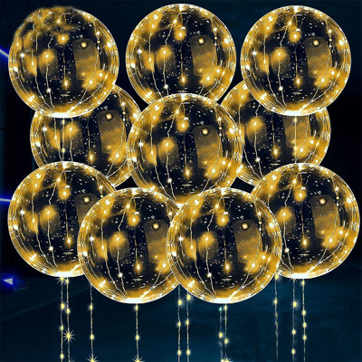 10 Pcs Led Light Up Balloons Clear Glow Bobo-Balloon For Birthday Wedding Party