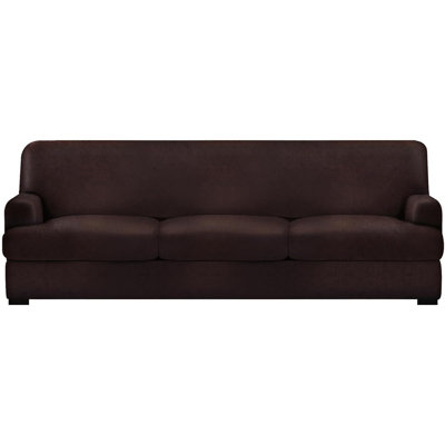 George Oliver 4-Piece Stretch Sofa Slipcover Set – Chocolate – Includes 3 Individual Seat Covers, Non-Slip, Washable