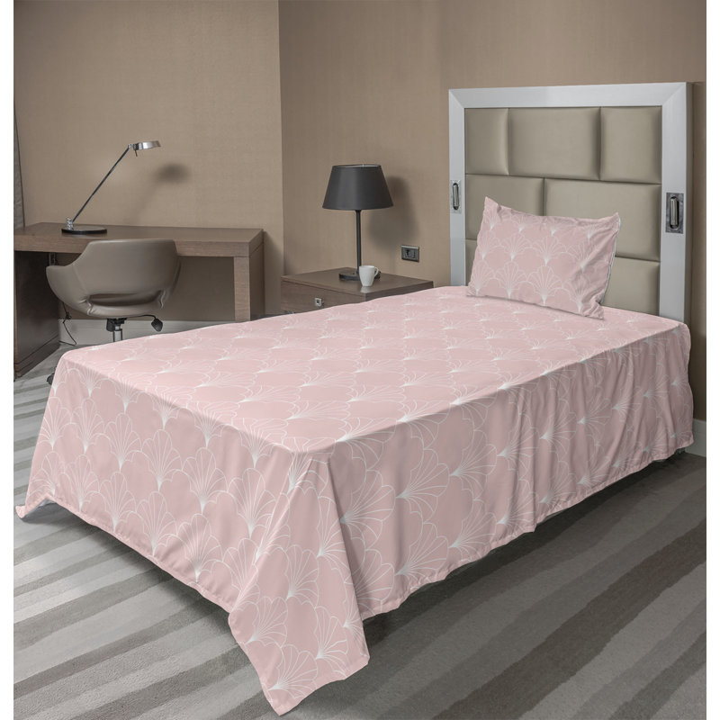 Microfiber Sheet Set, Twin XL Sheet Set with 1 Pillowcase, Rose/White Geometric