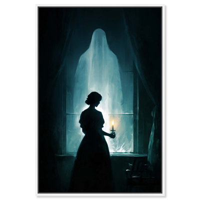 A Chilling Apparition Framed Canvas Print Gothic Wall Art by Art Remedy, White Frame, 36 x 54