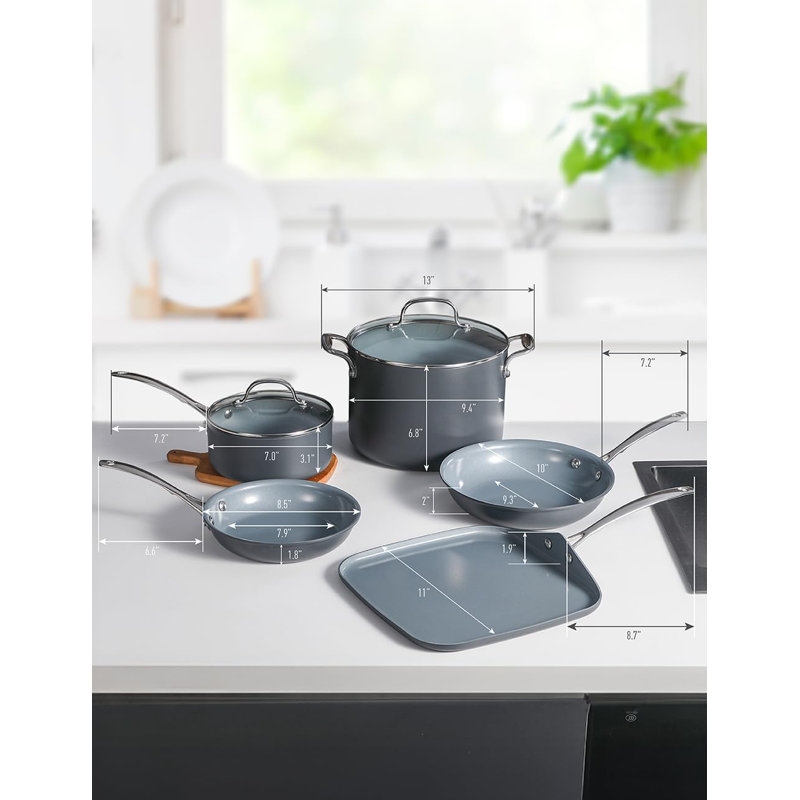 CHK Series COMMERCIAL CHEF 7-Piece ECOPAN Hard Anodized Aluminum Cookware Set