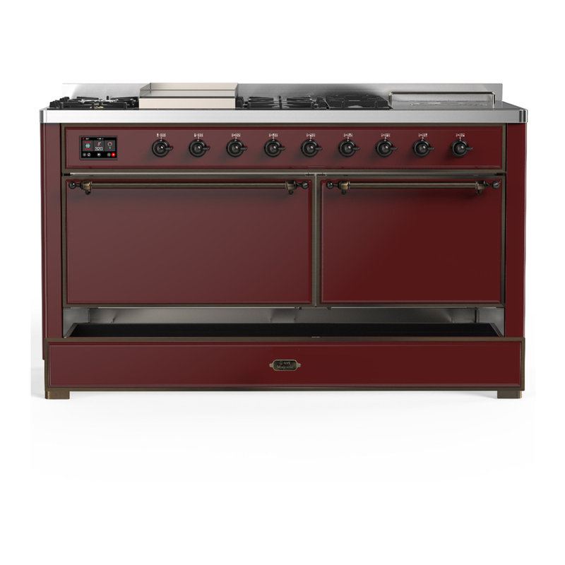 Majestic III Series 60 Inch Dual Fuel Range with 7 Sealed Burners, Griddle, Frenchtop in Antique White (Natural Gas, Copper Trim)