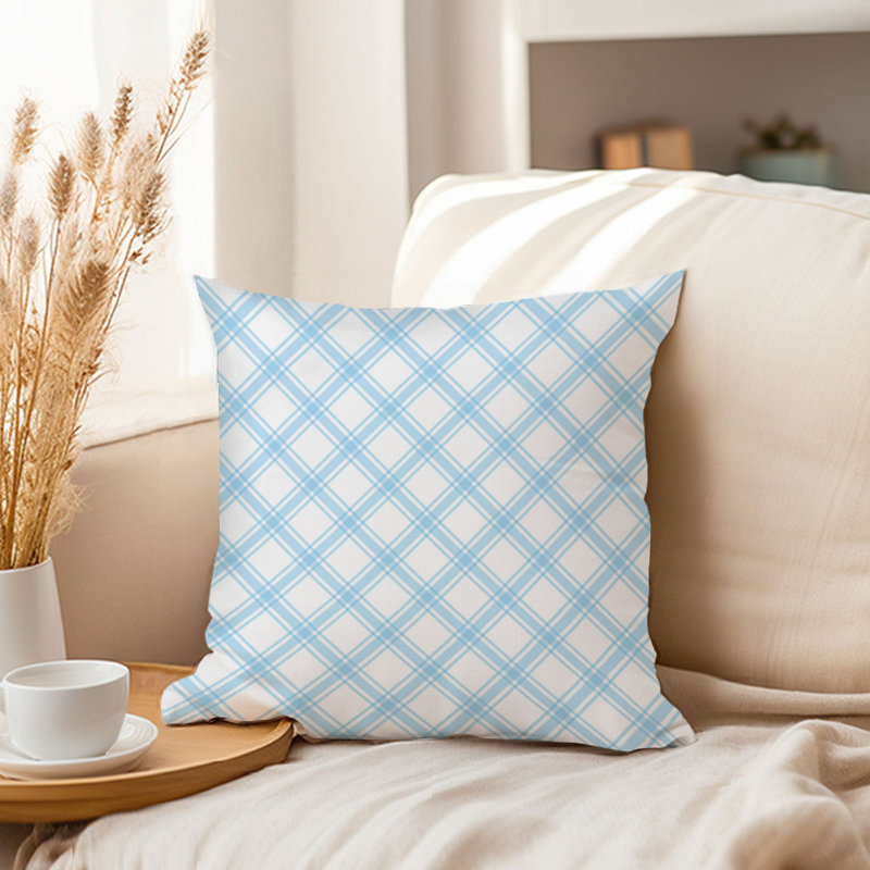 Plaid IX Light Blue Modern, 16"H x 16"W