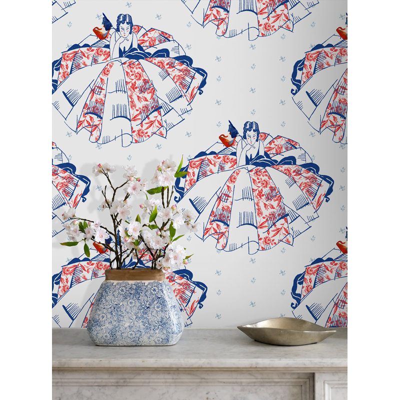 Yuki Osada Satin Wallpaper Double Roll, Red/White/Blue