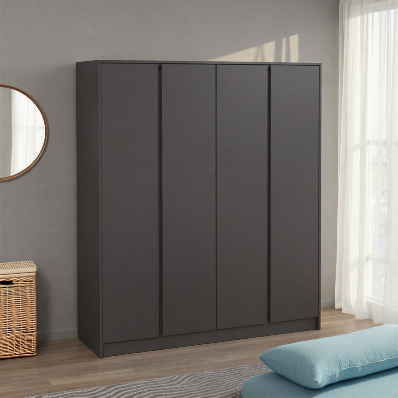 4 Door Manufactured Wood Wardrobe, Grey