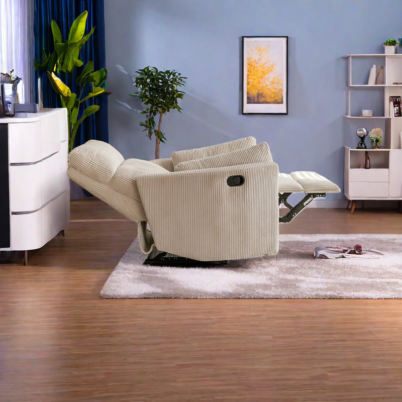 Sydell Upholstered Swivel Recliner, Ivory