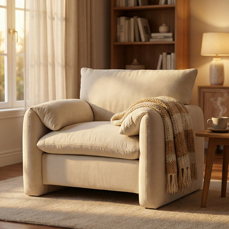Fauteuil d'appoint surdimensionné 37,6 po Marithza, Chenille crème