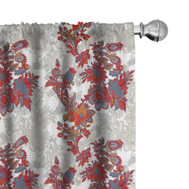 Floral Semi-Sheer Rod Pocket Curtain Panels, 28" x 95"