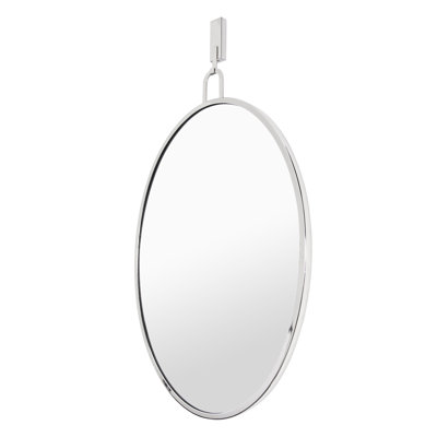 Stopwatch Oval Powder Room Wall Mirror - Polished Nickel