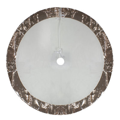 48" Rose Gold and White Reversible Sequin Trim Christmas Tree Skirt