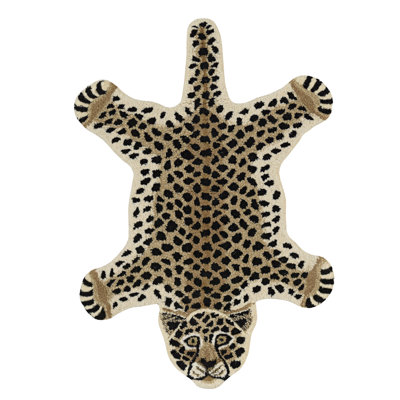 Tapis décoratif doré et noir Harjo Cheetah