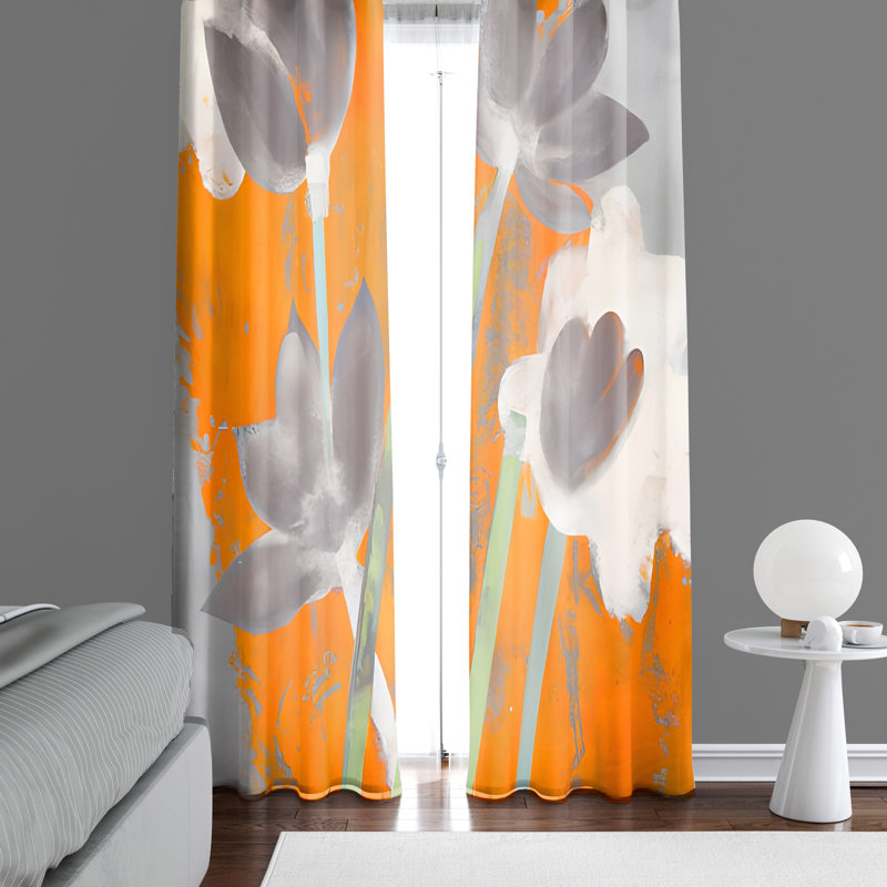 Paire de rideaux semi-transparents en polyester Ambrozy, L 40 po x L 61 po