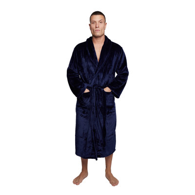 Flannel Mid-Calf Bathrobe with Pockets