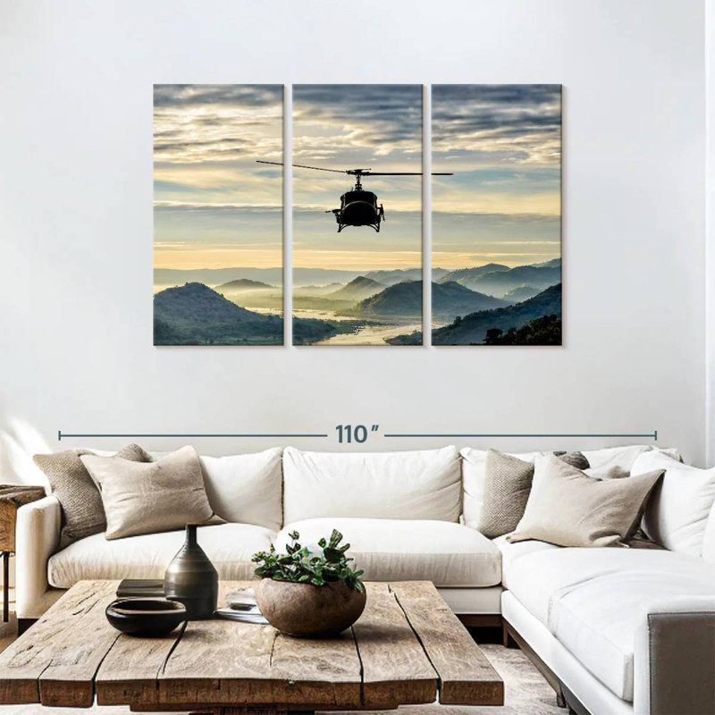 Mehar Helicopter Over Valley, 48" H x 74" W