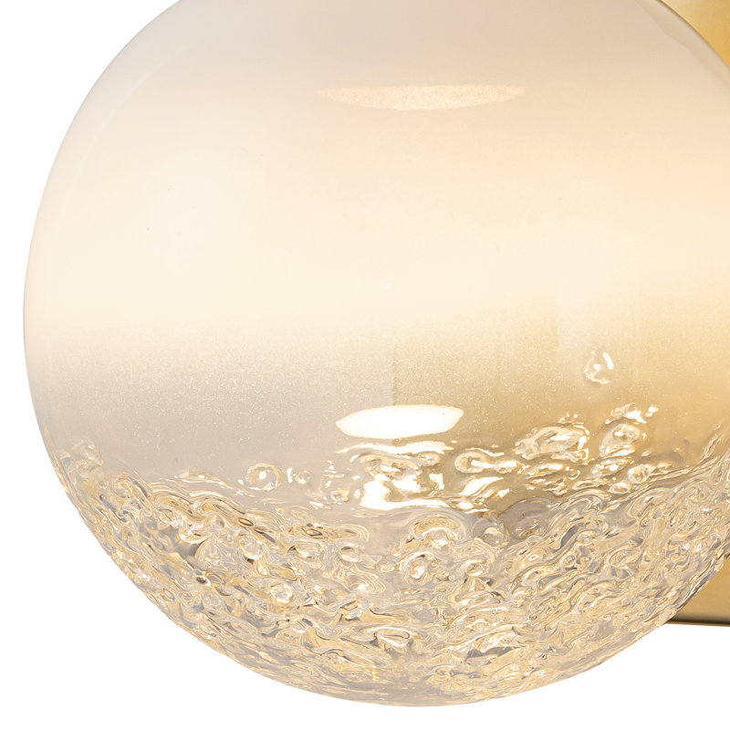 Luminaire de meuble-lavabo mural 6 po avec globe sphérique doré moderne et abat-jour en verre bullé pour salle de bain, chambre à coucher, couloir - blanc chaud 3000K, 6W 380LM, à intensité variable, homologué ETL