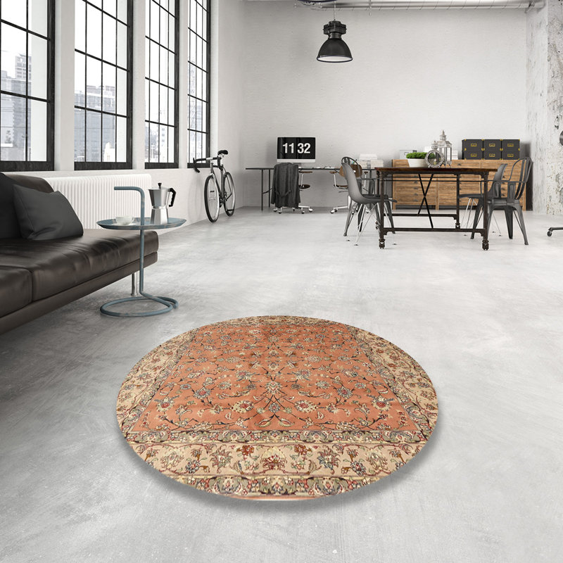 Tapis traditionnel orange / beige Derrynisk, Rond 3 pi