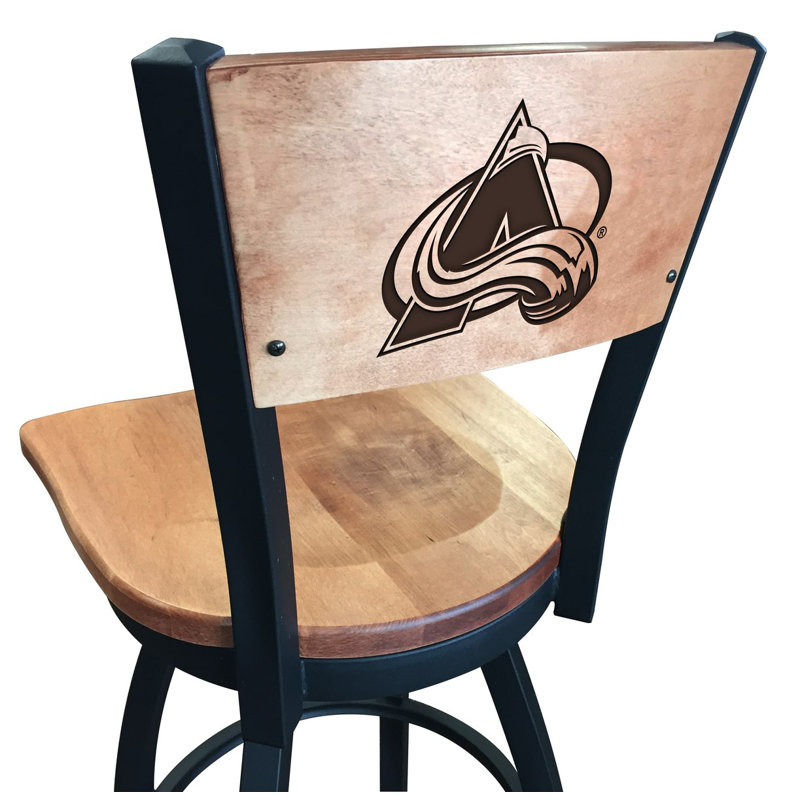 NHL Swivel Bar Stool, Medium Maple, Colorado Avalanche