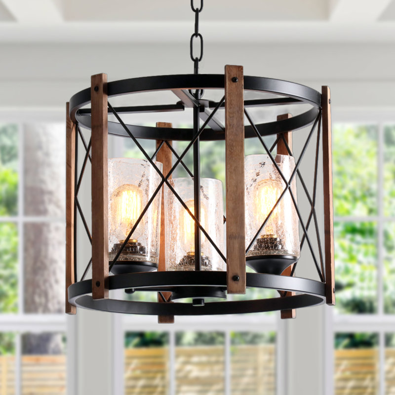 3-Light Industrial Farmhouse Drum Chandelier