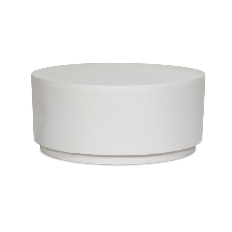 Javi Outdoor Round Coffee Table, Matte White, Matte White