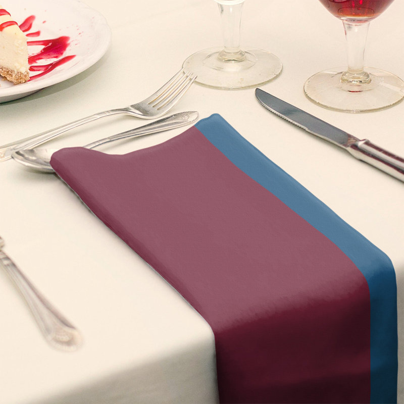 Colorado Striped Square Napkin, 22" x 22", Burgundy/Blue/Black, Cotton Twill