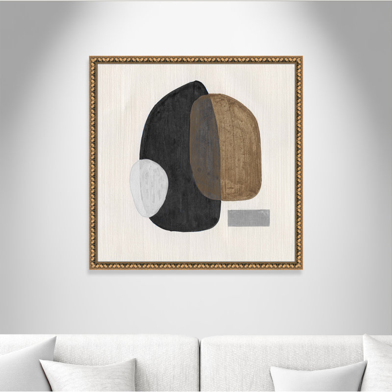 Inola Neutral Stones III Wall Art, 33" H x 33" W, Gold Bead