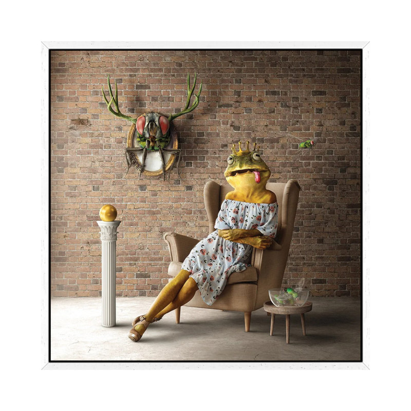 Home Fairytale: Frog Queen by Spielsinn Design - Gallery-Wrapped Canvas Giclée on Canvas, White Framed