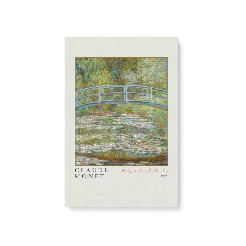 Pont sur un étang de nénuphars par Monet v3, H 12 po x l 8 po, Toile tendue