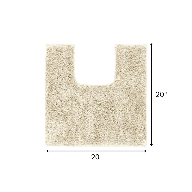 Better Trends 100% Polyester Luxury Plush Contour Mat Soft Absorbent U-shaped Non Slip Bath Rug Ivory, Ivory